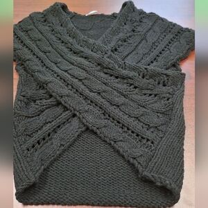 Black Cable Knit Women's Vest